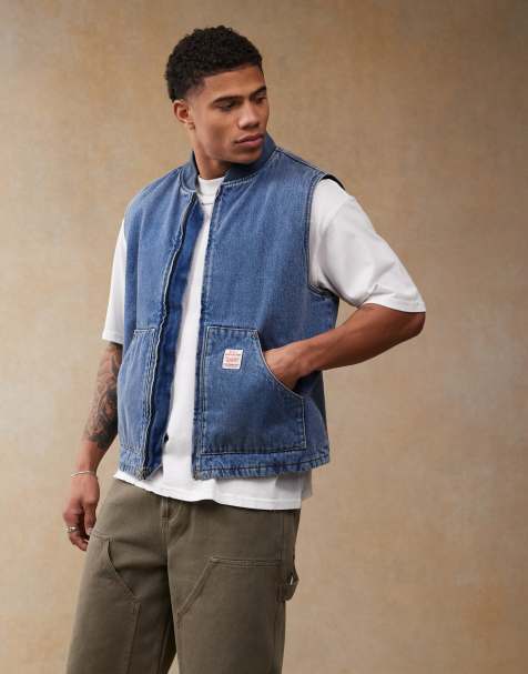 Levi's – Workwear Sansome – Wattierte Jeansweste in mittelblauer Waschung - view 1