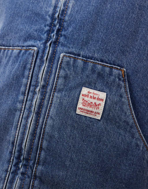 Levi's – Workwear Sansome – Wattierte Jeansweste in mittelblauer