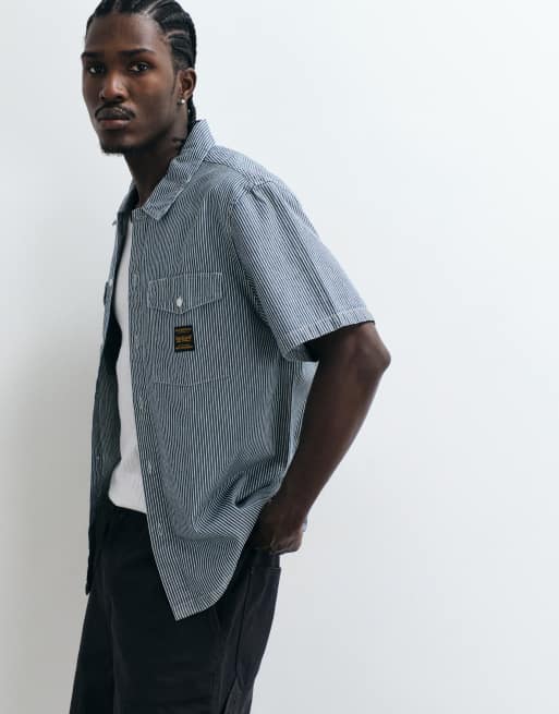 Levi's Workwear short sleeve striped shirt in blue , 4 of 5
