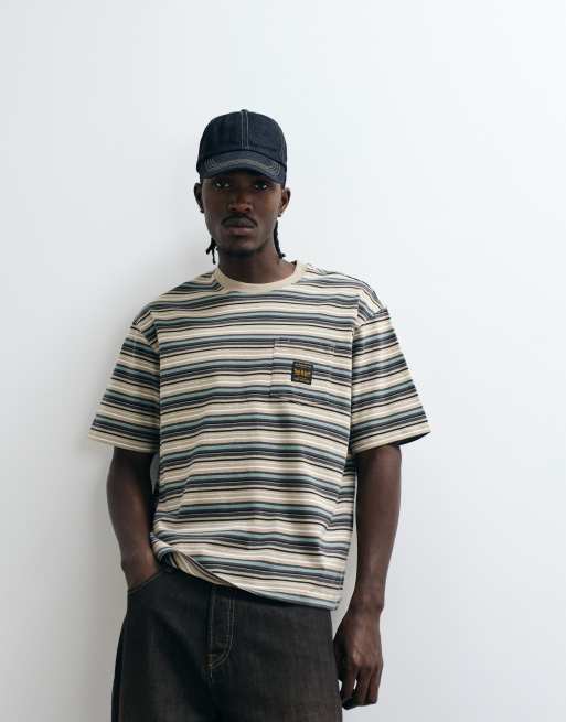Levi's Workwear stribet T-shirt med brystlomme i grøn, 3 af 5