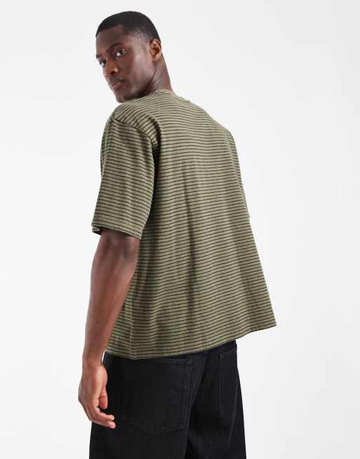 Levi's Workwear stribet T-shirt med brystlomme i grøn, 4 af 5