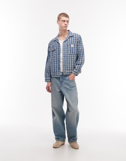 Levi's – Workwear Sunrise – Niebieska jeansowa kurtka typu trucker w kratę, 2 z 5