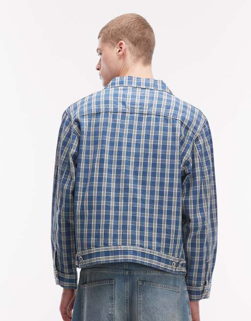 Levi's – Workwear Sunrise – Niebieska jeansowa kurtka typu trucker w kratę, 3 z 5