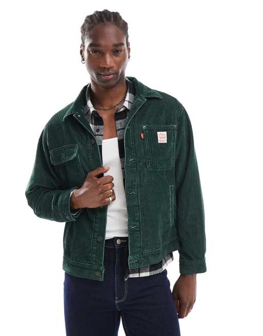 Levi's - Workwear - Sunrise - Truckerjack van corduroy in groen, 3 van 4