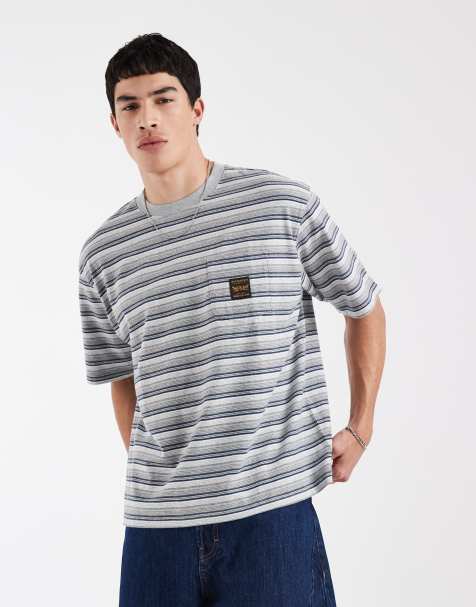 Levi's Workwear T-shirt w paski z kieszonką w kolorze niebieskim - view 1