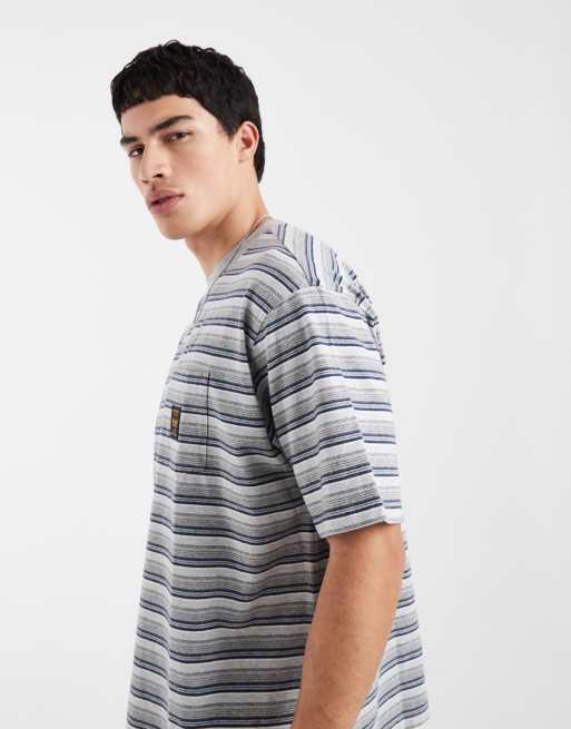 Levi's Workwear T-shirt w paski z kieszonką w kolorze niebieskim, 4 z 5