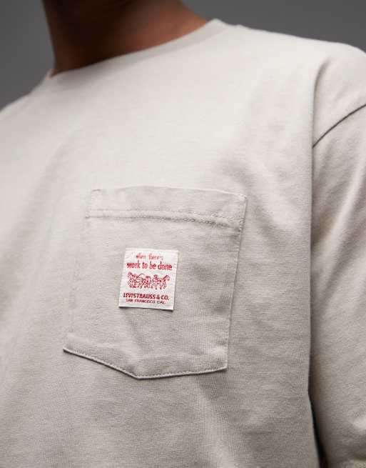 Levi's Workwear t-shirt z kieszonką w kolorze beżowym, 5 z 5