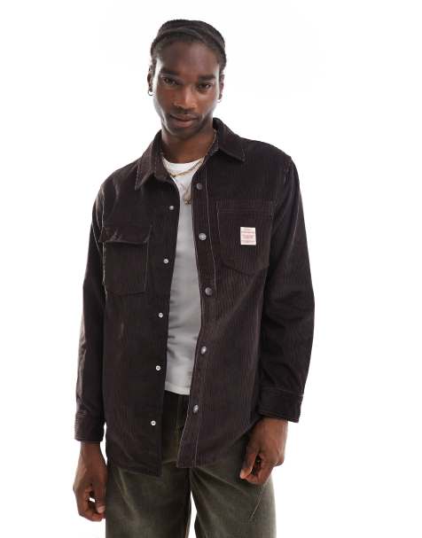 Levi's - Workwear - Telegraph - Doorgestikt overshirt jack van corduroy in bruin - view 1