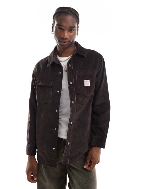 Levi s Workwear Telegraph quilted cord overshirt jacket in brown ASOS