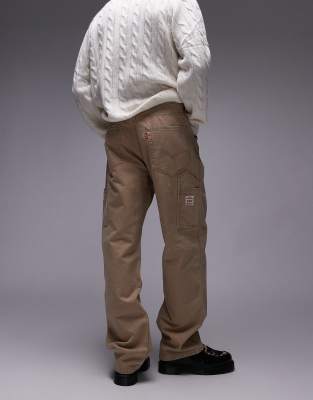Levi's Levi's Workwear unisex capsule 568 loose straight canvas carpenter trousers in beige-Neutral