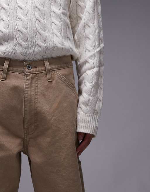 Levi's Workwear unisex capsule 568 loose straight canvas carpenter trousers in beige, 5 of 5