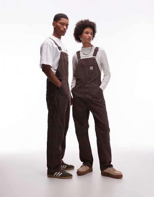 Levi's Workwear Unisex Capsule dungaree straight fit in brown overdyed