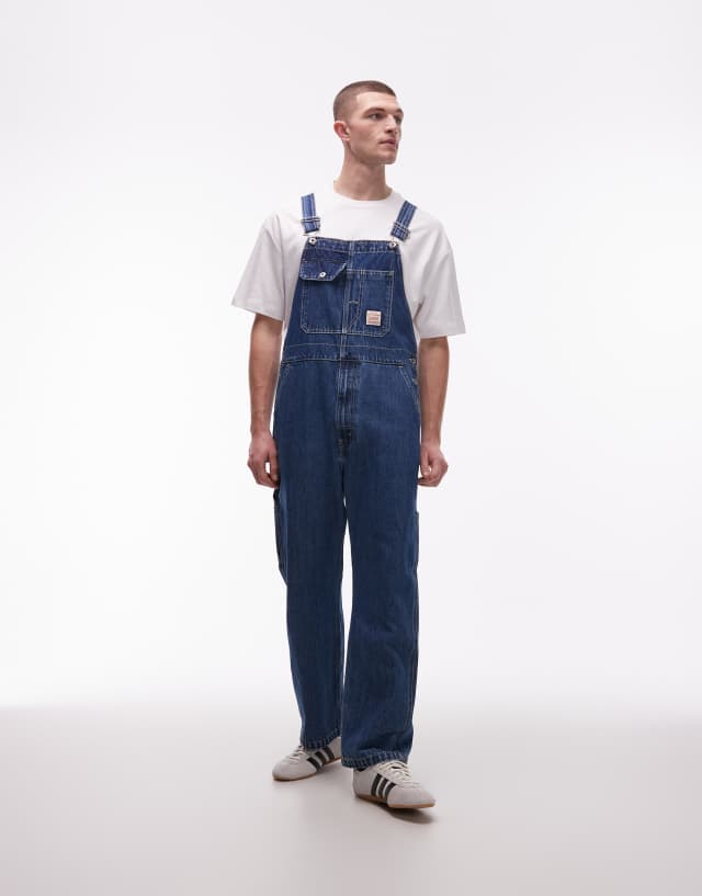 Levi's Workwear unisex loose denim overalls in mid wash blue | ASOS