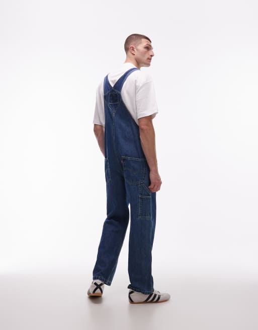 Levi's Workwear unisex loose denim overalls in mid wash blue , 2 of 5