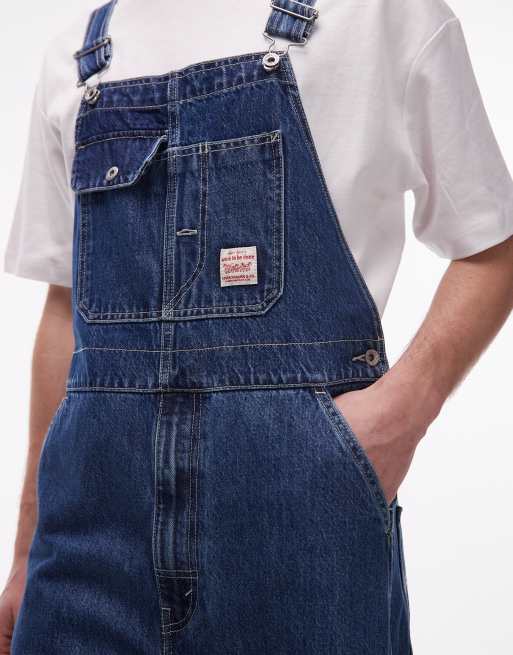 Levi's Workwear unisex loose denim overalls in mid wash blue , 4 of 5