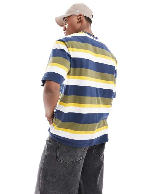 Levi's - Workwear - Wijd gestreept T-shirt met zakje in blauw, 2 van 4