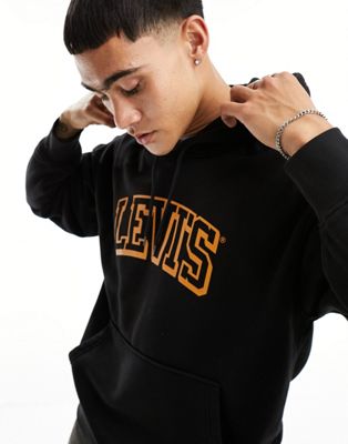 Levi's x Asos exclusive hoodie with collegiate logo in black