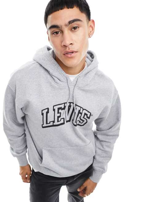 Levi's x Asos exclusive hoodie with collegiate logo in grey | ASOS