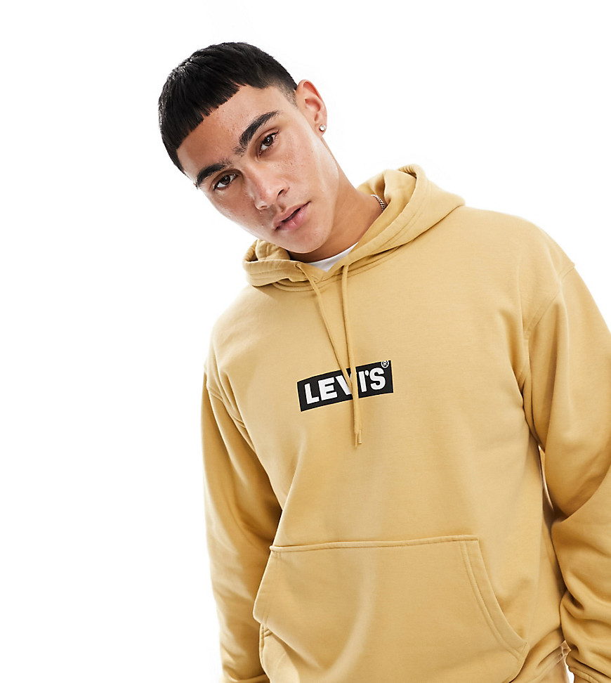 Levi’s x Asos exclusive hoodie with small boxtab logo in beige-Neutral