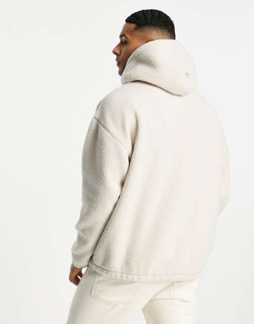 Levi's x ASOS exclusive poler fleece hoodie with collegiate logo in cream |  ASOS