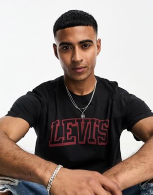 Levi's x Asos exclusive t-shirt with collegiate logo in black - ASOS Price Checker
