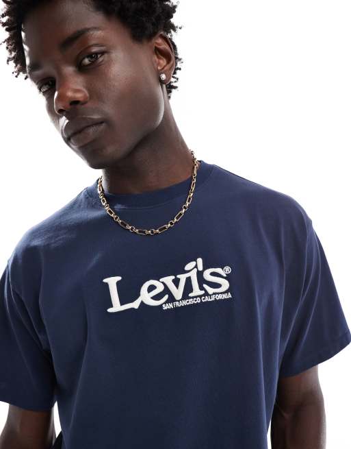 Levi's x ASOS exclusive t-shirt with retro chest logo in navy | ASOS