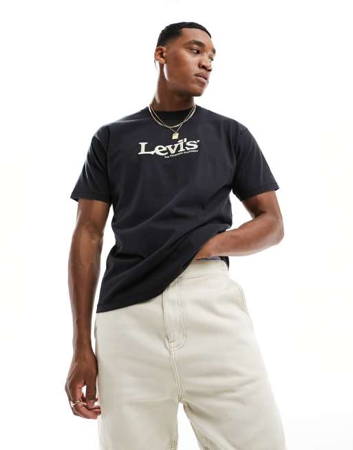 Levi s x ASOS Exklusives T Shirt in Schwarz mit Retro Logo auf der Brust ASOS