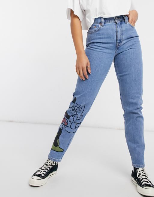 Levi s X Disney Minnie Mouse boyfriend jeans in darkwash blue ASOS