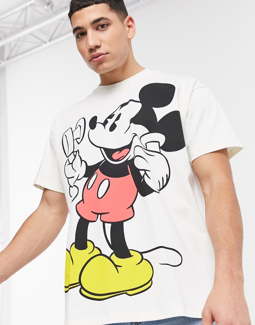 Levi's x Disney – Vit stor t-shirt med Musse Pigg-tryck-Vit/a