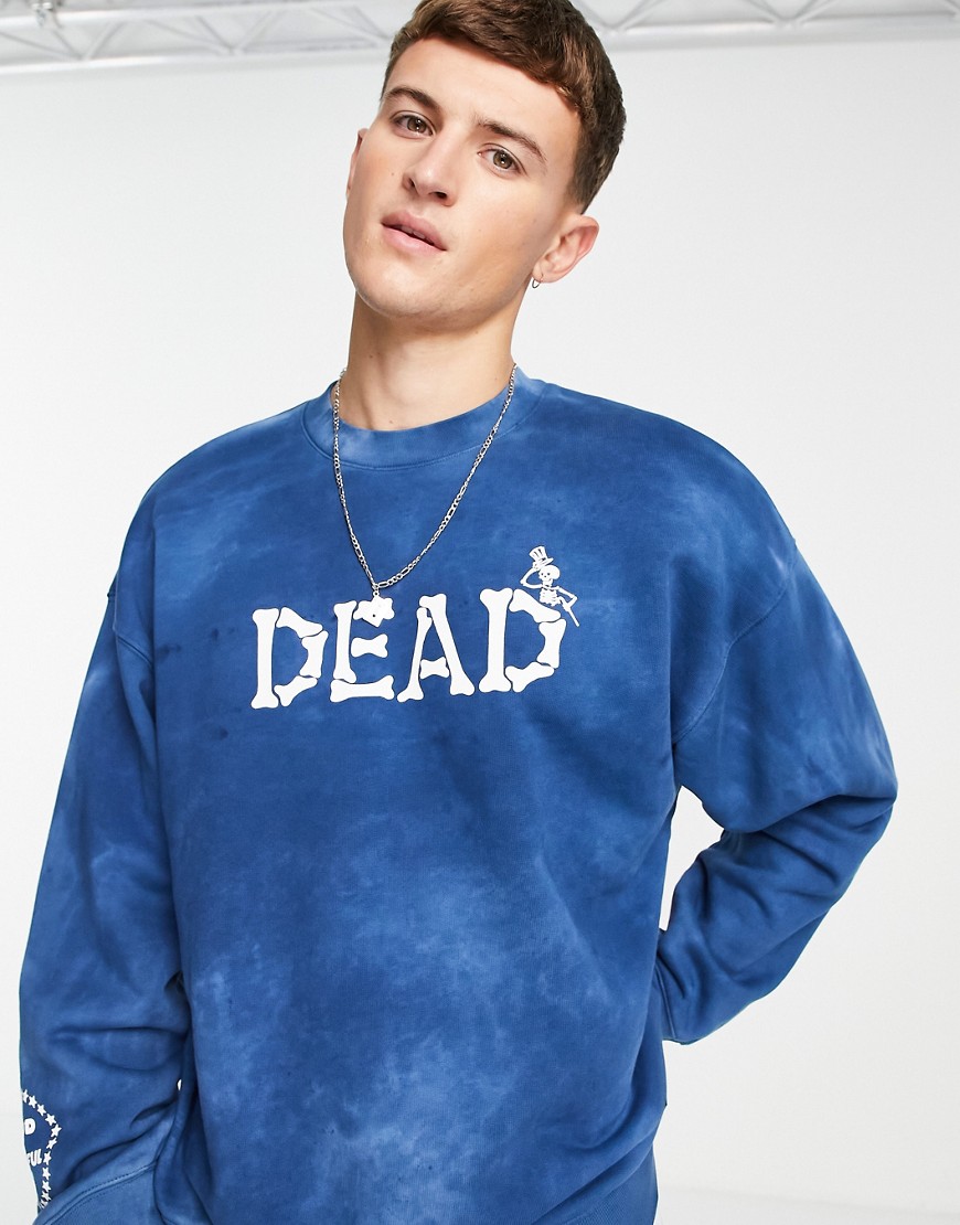 Levi's x Grateful Dead capsule front print acid wash sweatshirt in blue-Blues