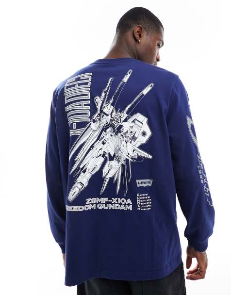 Levi's X Gundam - T-shirt met prints, lange mouwen en rechte pasvorm in donkerblauw - view 1