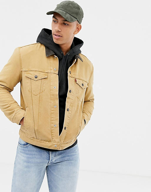 Levi's x Justin Timberlake lined canvas trucker jacket in tan | ASOS