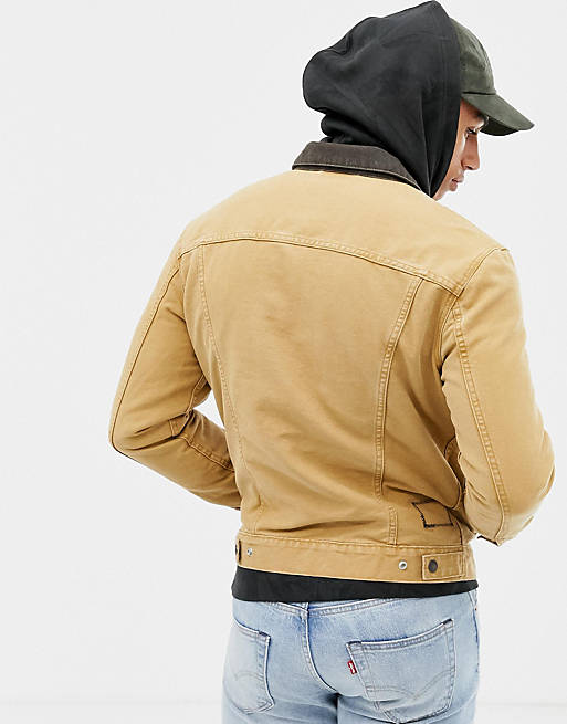 Levi's x Justin Timberlake lined canvas trucker jacket in tan | ASOS