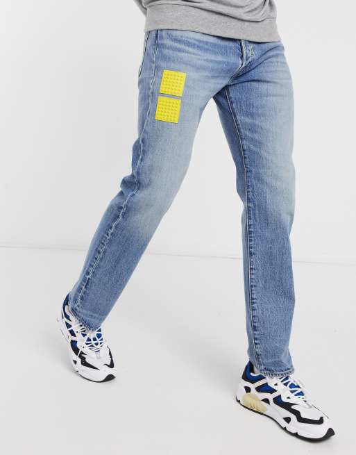 Levi s x LEGO capsule 501 93 straight fit customization jeans in mid stonewash