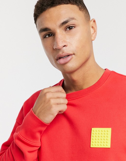 Levi's x LEGO capsule customisation detail crewneck sweatshirt relaxed fit in red