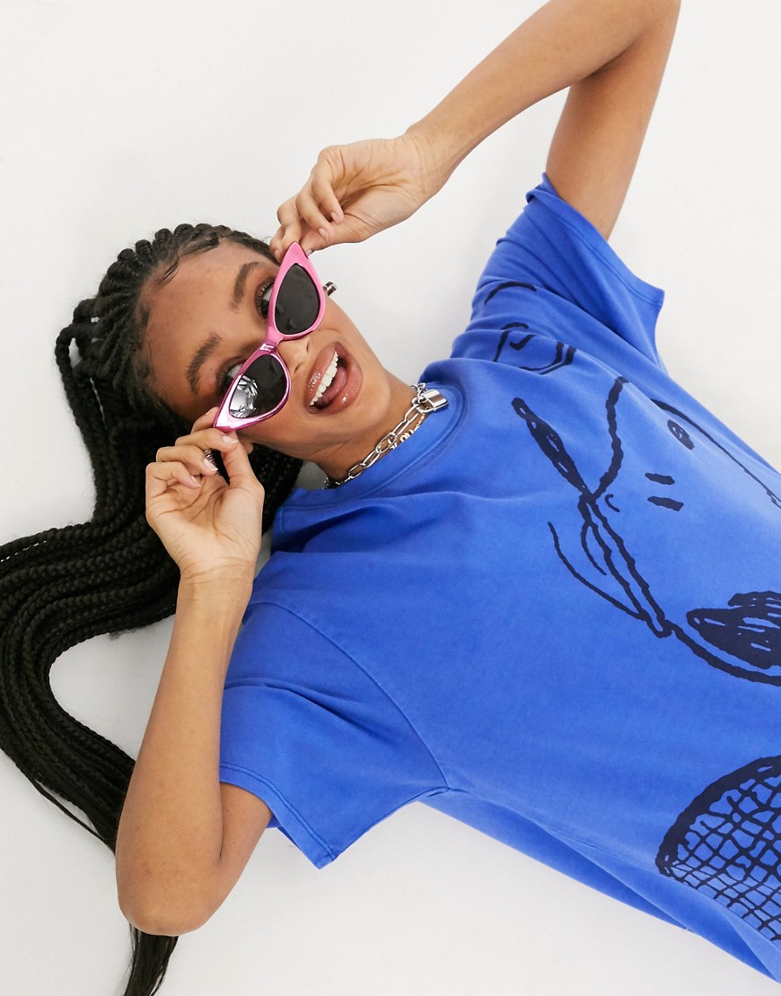 Levi's x Peanuts – Blå t-shirt i oversize med grafiskt tryck
