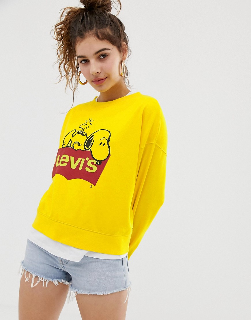 Levi's X Peanuts Relaxed Sweatshirt With Logo-yellow