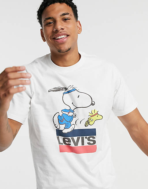 Levi's x Peanuts running sportswear logo print t-shirt in white