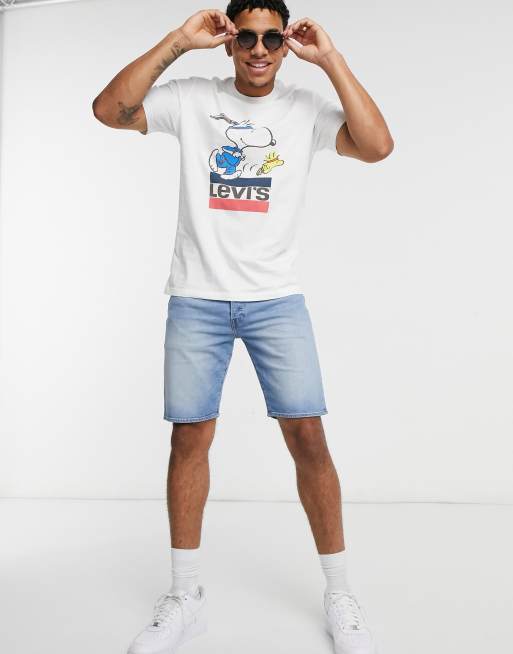 Levi's x Peanuts running sportswear logo print t-shirt in white