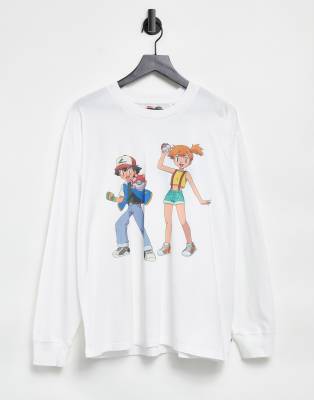 Levi's x Pokemon Ash & Misty print unisex long sleeve top in white | ASOS