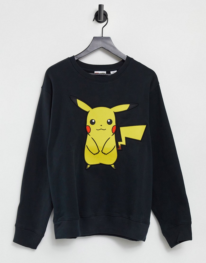 Levi's x Pokemon large happy Pikachu print unisex sweatshirt in caviar black