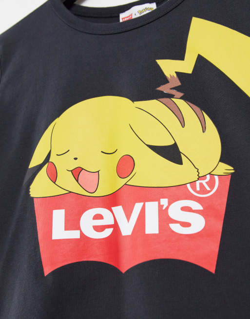 Levi's X Pokemon sleeping Pikachu tee in black | ASOS