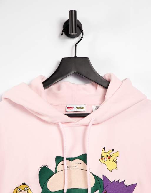 Levi's x Pokemon unisex group print hoodie in ballerina pink | ASOS