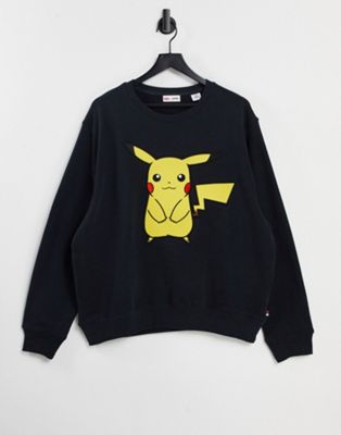 Levi's x Pokemon unisex happy Pikachu print sweatshirt in caviar black ...