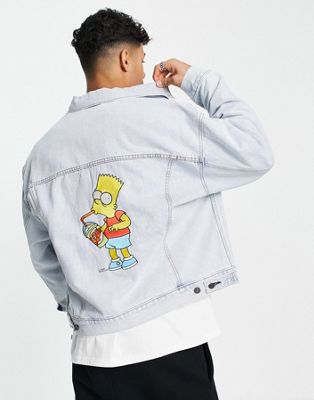 Levi's x Simpsons capsule denim trucker jacket with bart backprint in blue