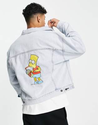 Levi's x Simpsons capsule denim trucker jacket with bart backprint in blue