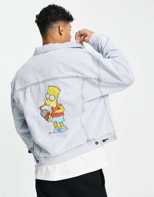 Levi's x Simpsons capsule denim trucker jacket with bart backprint in blue  | ASOS