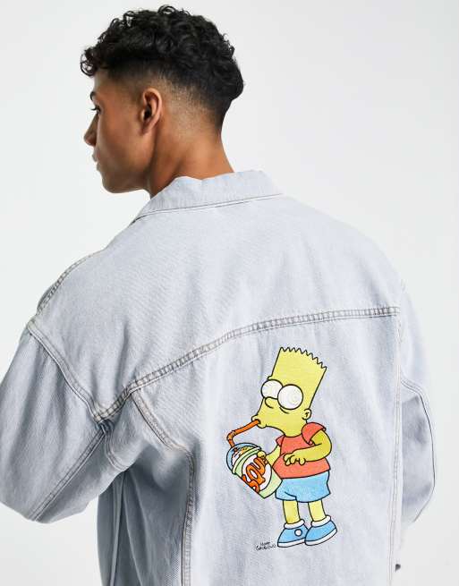 Levi's x Simpsons capsule denim trucker jacket with bart backprint in blue  | ASOS