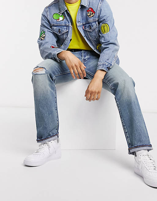 Levi's x Super Mario 501 93 straight fit selvedge jeans in distressed  vintage wash | ASOS