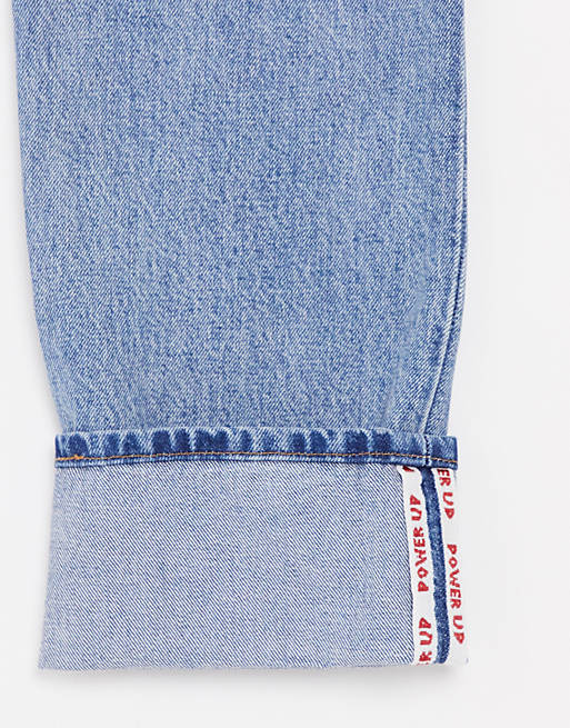 Levi's X Super Mario 501 crop selvedge jeans in midwash blue | ASOS